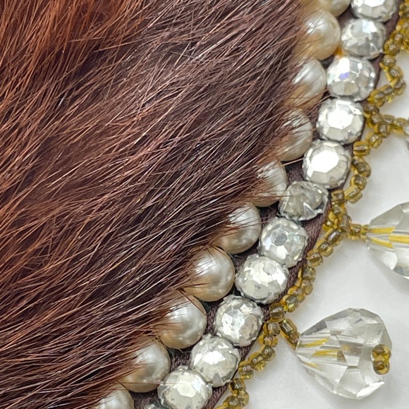 Genuine Mink Top Hit Hand Made Baare Beards Japan Beaded Collar Vintage - Picture 10 of 14